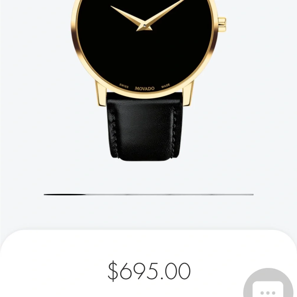 Movado Leather Watch - Grained Black Leather with Gold